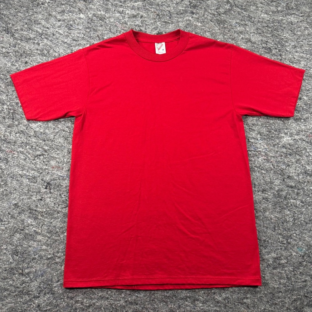 Vintage Jerzees Red Blank T-Shirt Made in USA 50/50 Heavyweight Medium